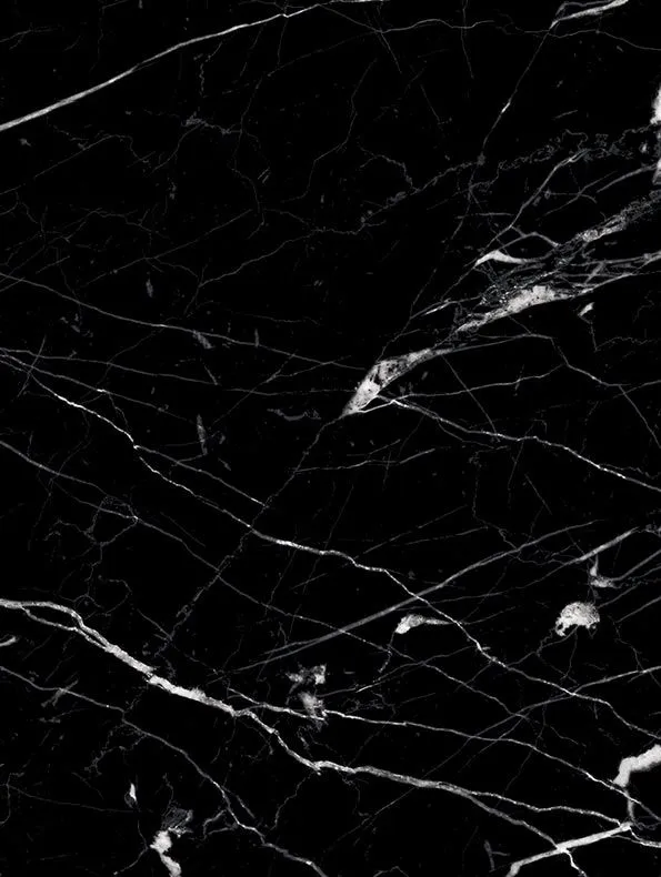 Échantillon à plat du film Cover Styl' HR U50 Nero Marquina, marbre noir aux veines blanches vives
