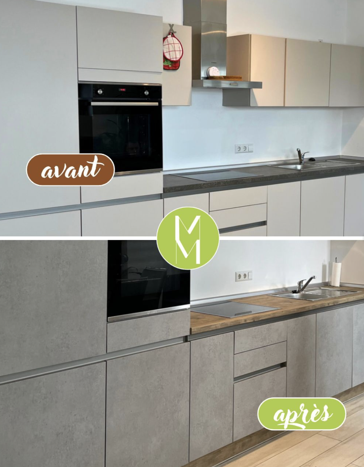 Cuisine effet béton après covering